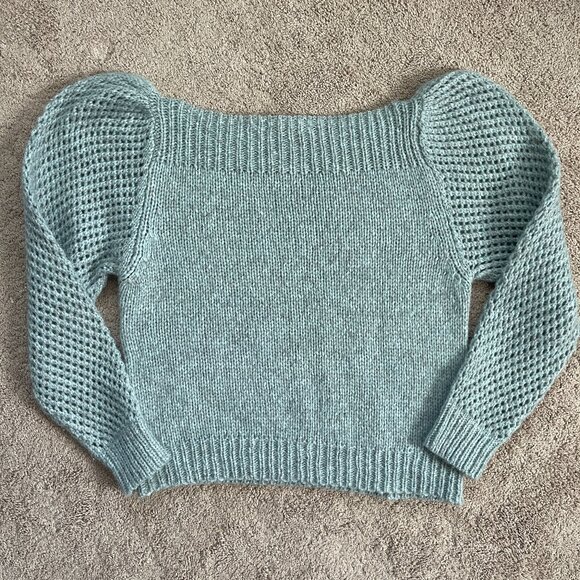 LoveShackFancy Rosie Pullover BabyAlpaca Merino Open Knit Crochet PERU Womens L - Picture 4 of 7